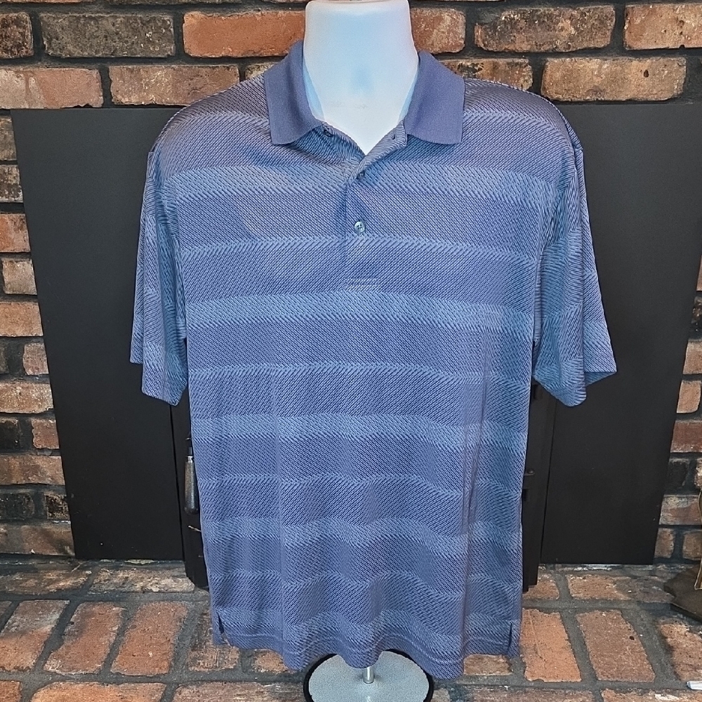 Jack Nicklaus Men's Purple Blue Patterned Polo Shirt, Large